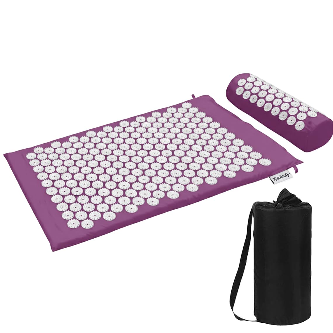 XiaoMaGe Acupressure Mat and Pillow Set with Bag - Large Size 28.7 X 16.5 inch Acupuncture Mat for Neck & Back Pain, Muscle Relaxation Stress Relief,