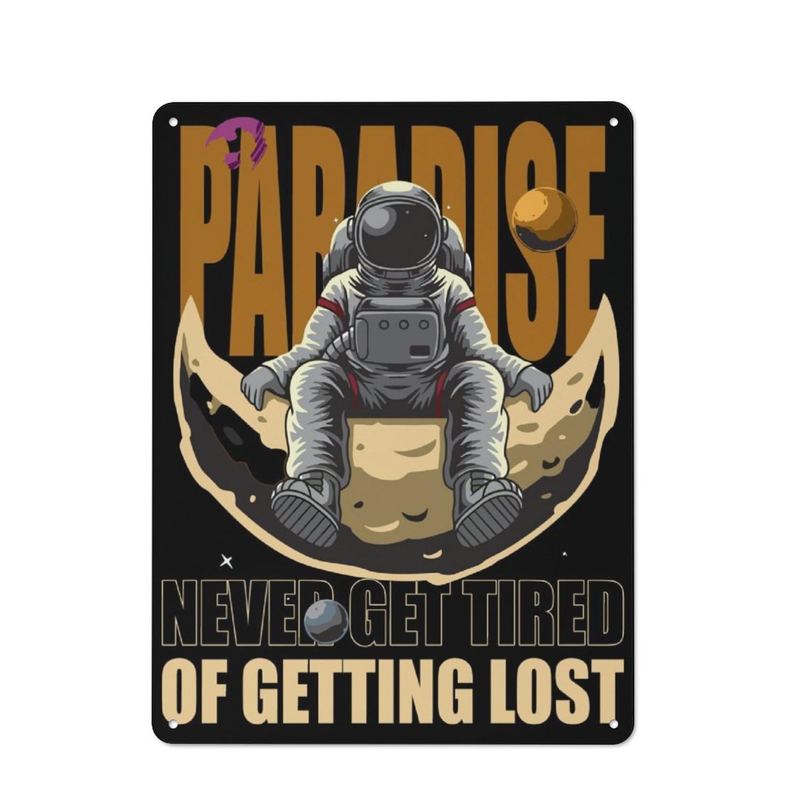 Junmoney Space Paradise Vintage Tin Sign 40X30cm With For Kitchen Or Home Bar, For Retro Home Interiors, For Cafés, Pubs And Restaurants