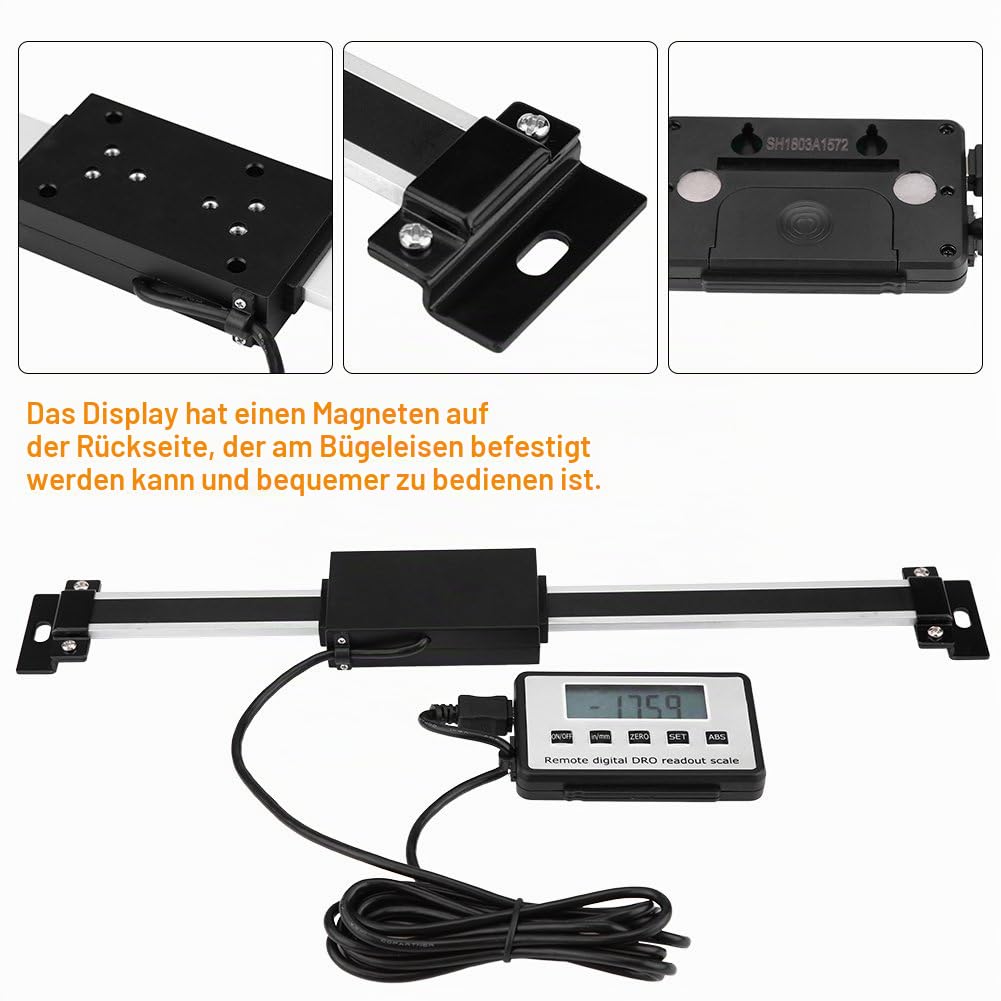 Digitales Ableseset, ± 0,06 mm 0-600 mm Digital Readout Linear Scale Präzises LCD-Ableseset mit linearer Skala für Drehmaschinen für Tischler- und Metallurgie-Fräsmaschinen