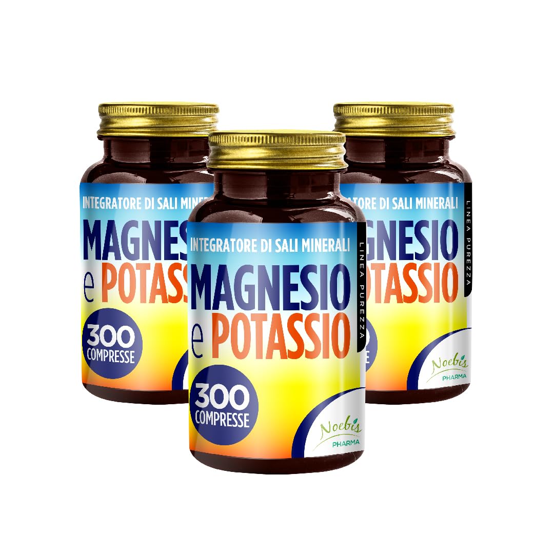Magnesio e Potassio 900 Compresse - Magnesio Citrato e Potassio Citrato - contro Stanchezza e Fatica Fisica, Caldo, Sali Minerali Organici Altamente Assimilabili - Fornitura di Lunga Durata