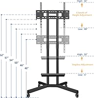 Vista 4 de Rfiver Carrito de TV móvil con ruedas, soporte de TV de 32 a 80 pulgadas para pantallas curvas planas LCD LED OLED, soporte de TV de altura