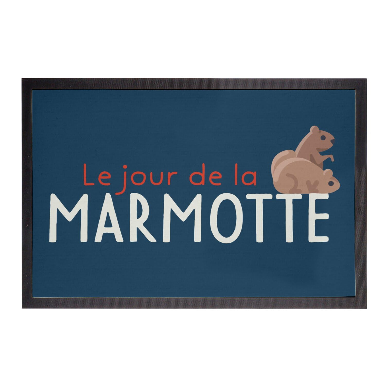 Paillasson bleu humoristique Jour de la Marmotte 75x50 cm tapis entrée