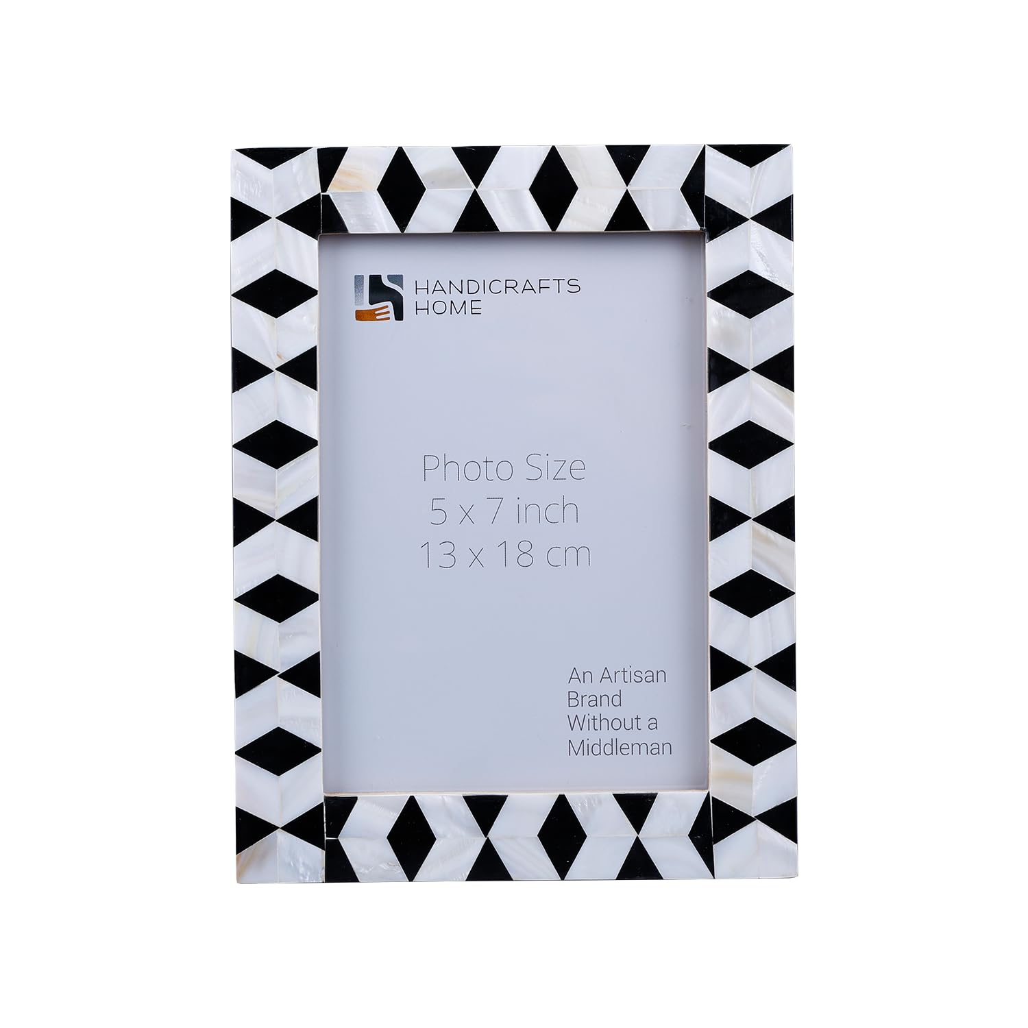 Handicrafts Home 5x7 Mother of Pearl & Resin Inlay Black White Picture Frame – Handmade Artic Moss Photo Frame for Housewarming & Birthday Gift– Elegant Wall & Tabletop Display for Office, Home Decor