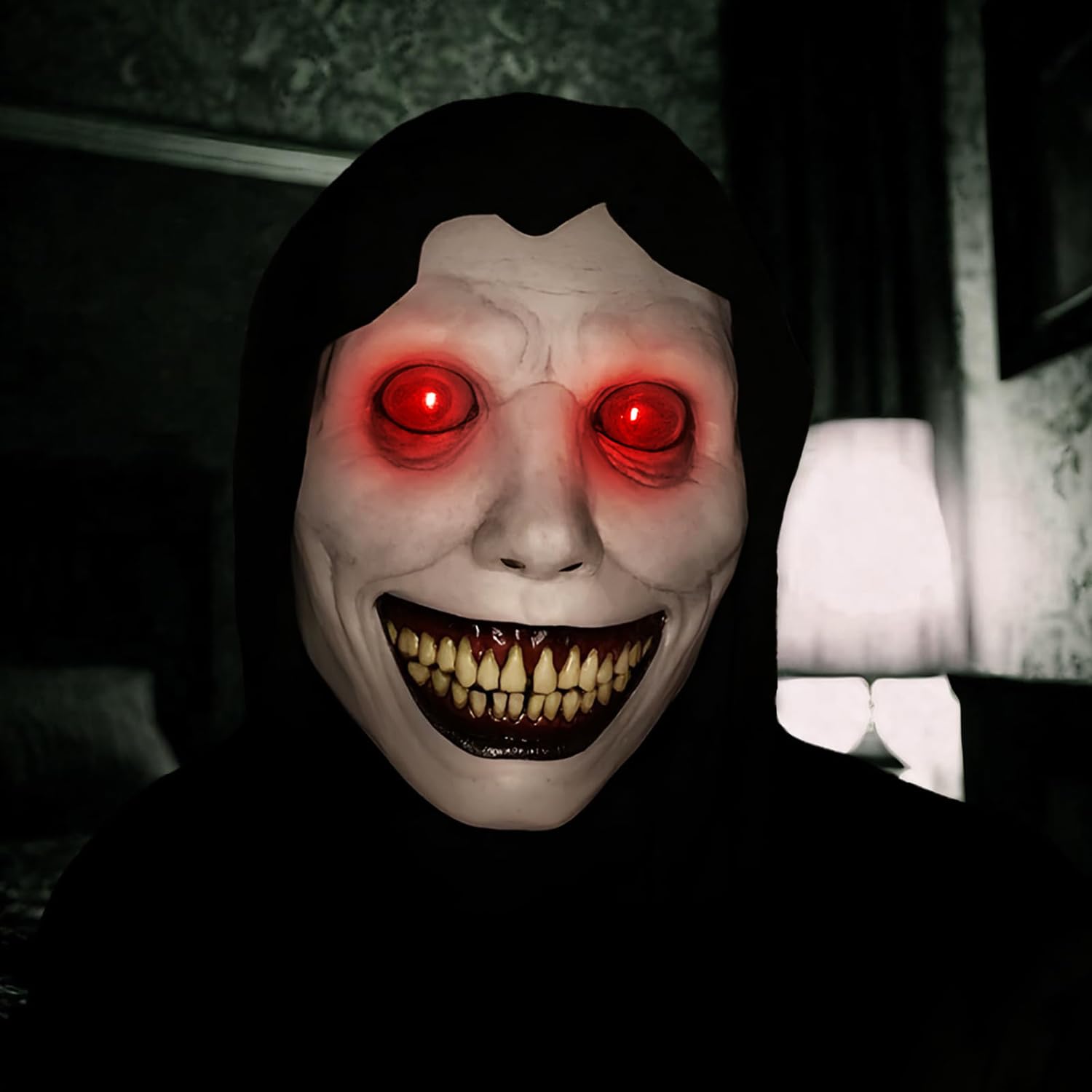 Chuankefanxing Halloween Scary Masks, Halloween Mask, Smiling Demons Horror Mask with LED Eyes, Creepy mask for Cosplay Scary Mask - Image 3