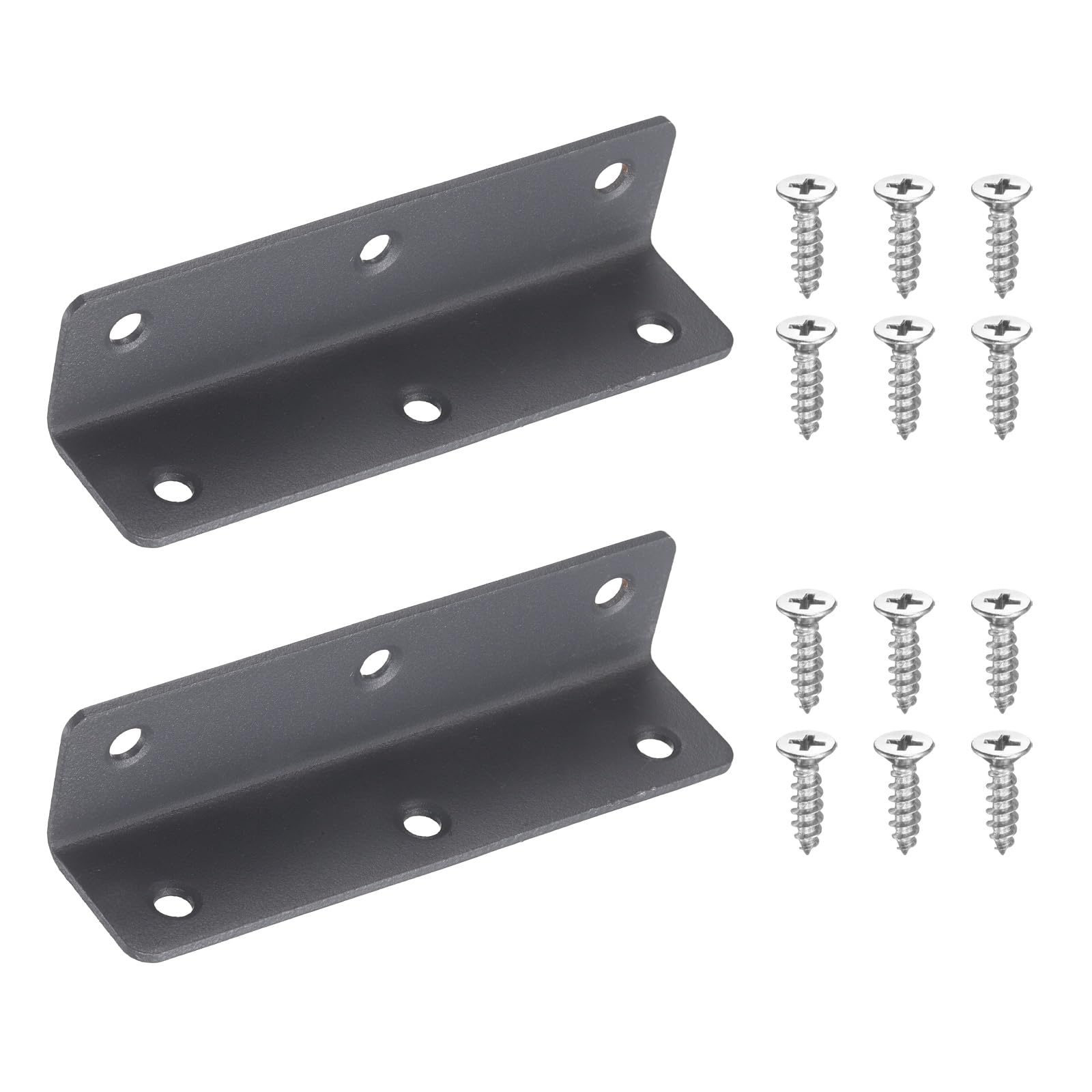 sourcing map 2Pcs Angle Brackets for Wood, Stainless Steel Corner Brackets with Screws, L-Shape Corner Brace for Fixing Repairing Jointing Furniture Shelves Cabinets (100x25x25mm, Grey)