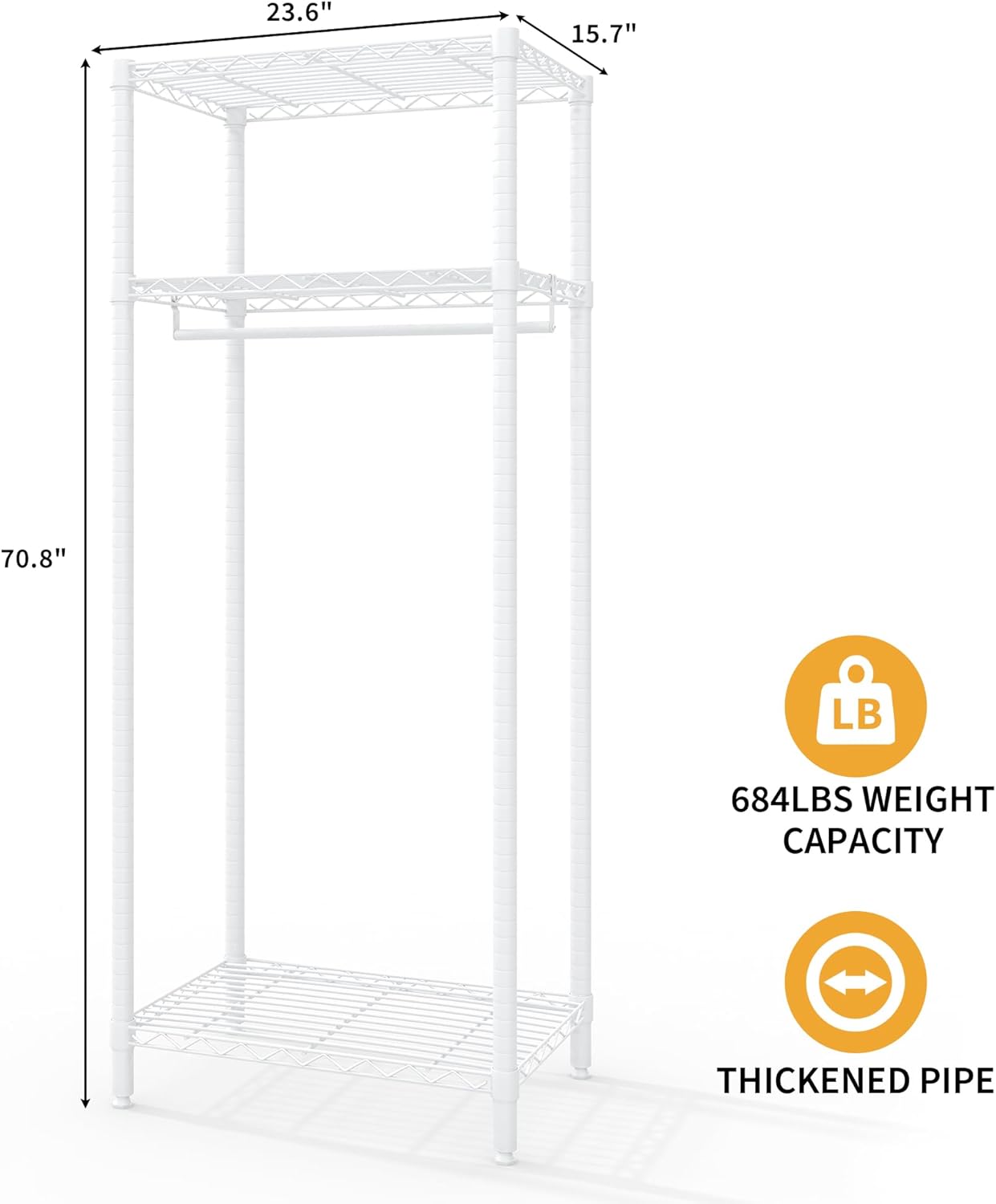 Garvee Heavy Duty Clothes Rack with Adjustable Shelves for Hanging Cloth, 70.5" H Compact Small Clothing Rack, for Dorm Corner Bedroom