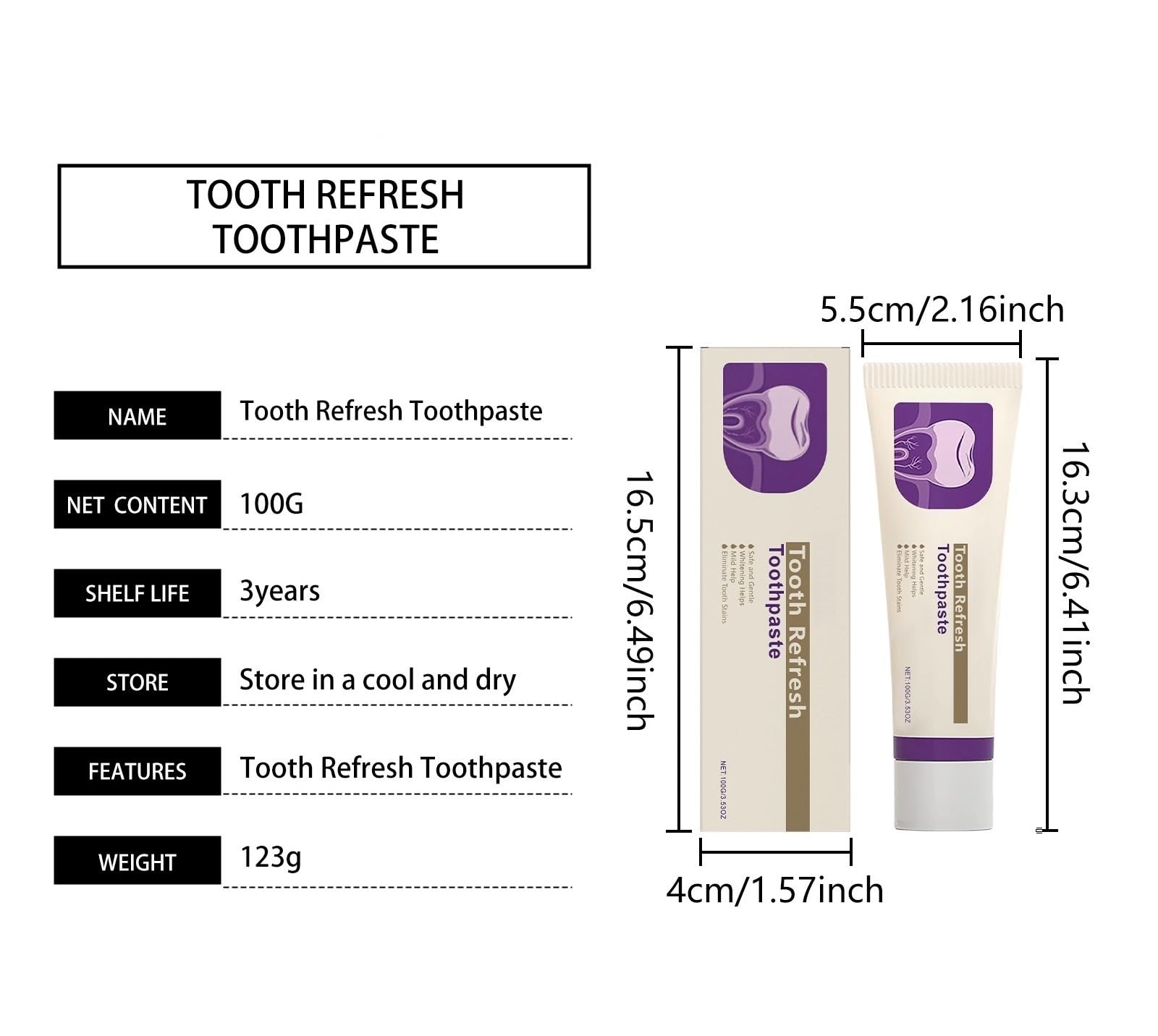 Dentifricio schiarente all'idrossiapatite - Rimuove delicatamente le macchie superficiali, rinfresca l'alito, freschezza alla menta for l'igiene orale quotidiana(3pcs)