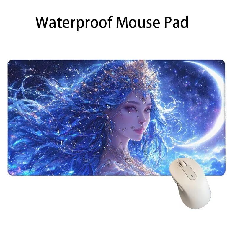 Mauspad Sternenhimmel Mauspad XXL 1600x800x3mm Schreibtischunterlage Göttin Mousepad Large Size mit Anti Rutsch Basis Mouse Pad, Wasserdicht Gaming-Mauspads, Gaming Zubehör für PC Office Home W5-208