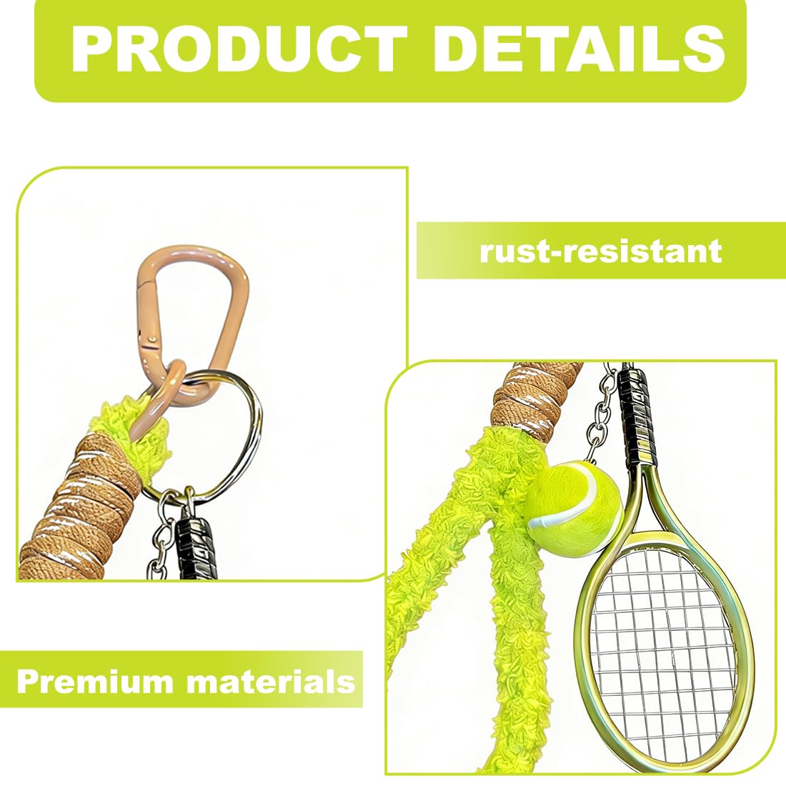 Portachiavi Tennis in Metallo, Portachiavi Mini per Racchetta da Tennis, Regalo Sportivo