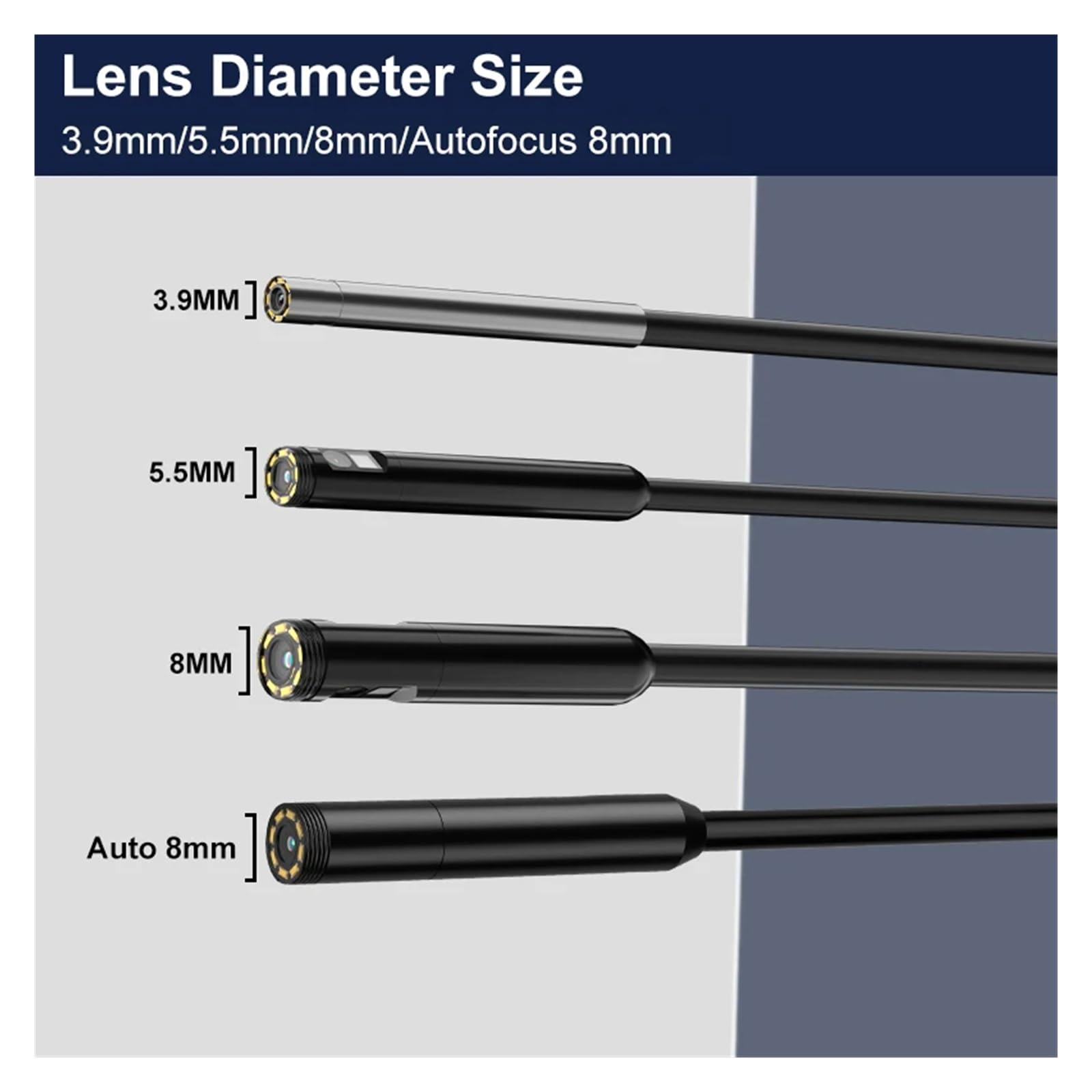 Cámara endoscópica Industrial IPS de 5 Pulgadas, cámara de Enfoque automático Impermeable con diseño Dividido HD de 1080P, 5.0MP Vista Gran Angular