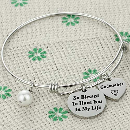 Godmother Bracelet So Blessed to Have You in My Life Godmom Jewelry Baptism Thank You Gift for Beloved Godmom from Godson Goddaughter Religious Jewelry for Godmother2