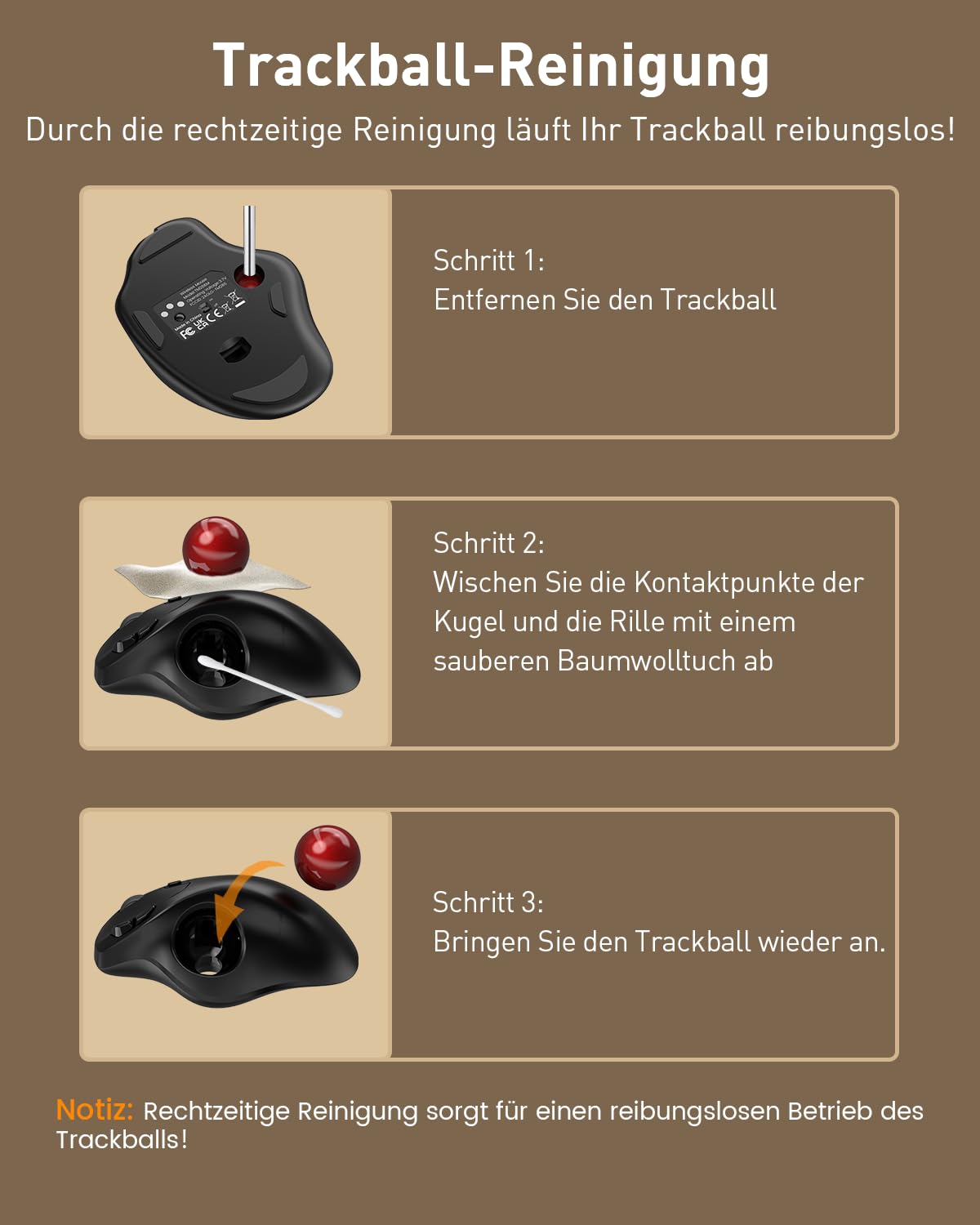 SABLUTE MAM2 Kabellose Trackball Maus, Wiederaufladbare Ergonomische Maus | Präzises und Reibungsloses Tracking, 3-Geräte-Verbindung (Bluetooth oder 2,4G USB-Empfänger), 5 DPI-Stufen für Mac, Windows