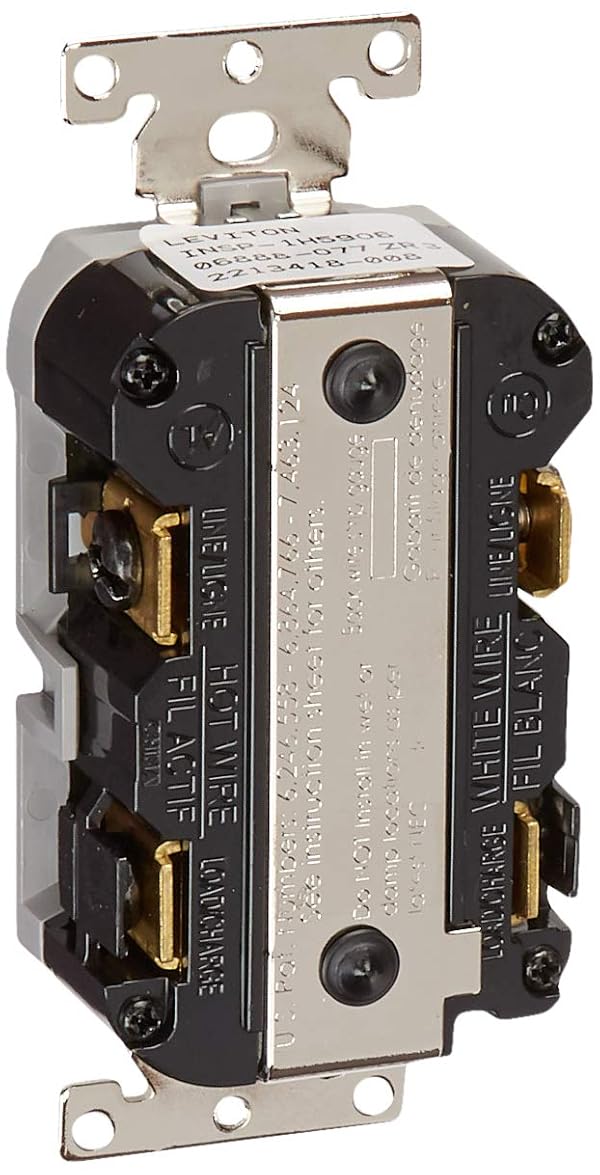 Leviton 20A-125V Extra-Heavy Duty Industrial Grade Weather/Tamper-Resistant Duplex Self-Test GFCI Receptacle, G5362-WTG, Gray by Leviton - Image 2