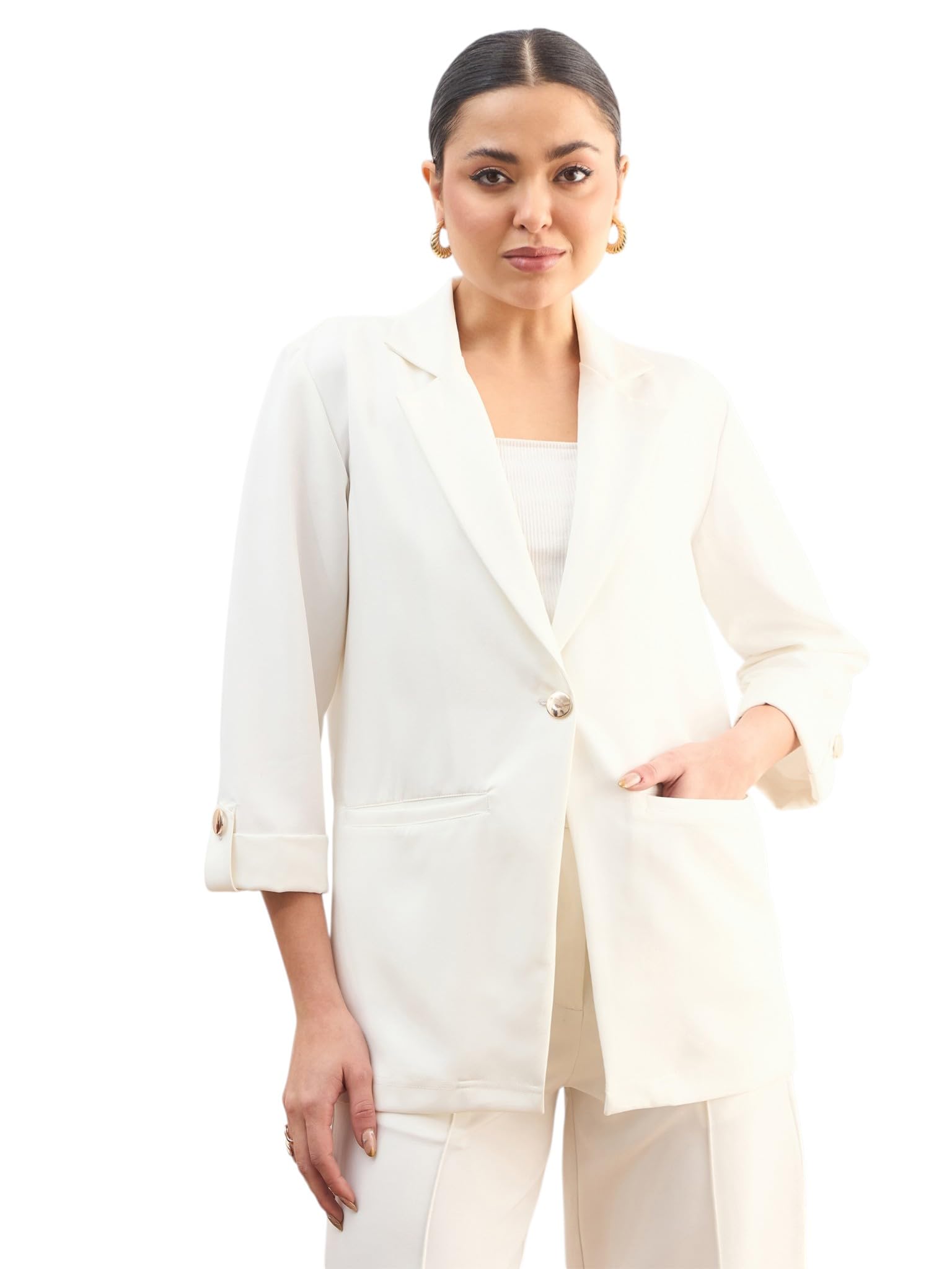 sassafras worklyf Women's Front Button Notch Collar Blazer-picture-38