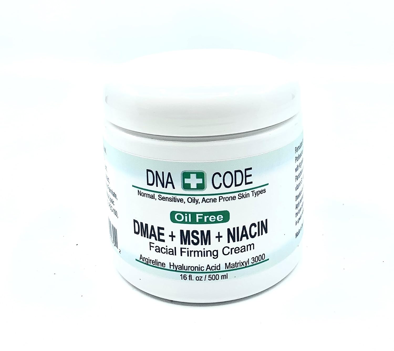 Skin Care OIL FREE-DMAE+MSM+NIACIN Firming Cream, 100% Pure Hyaluronic Acid, Argireline, Matrixyl 3000
