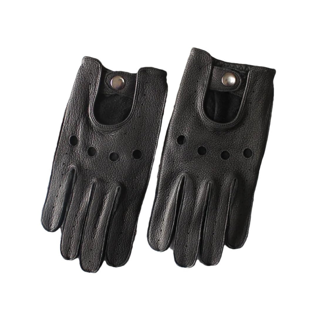Guantes de cuero para hombre, de una sola capa, sección fina, para montar al aire libre, guantes de motocicleta con dedos completos