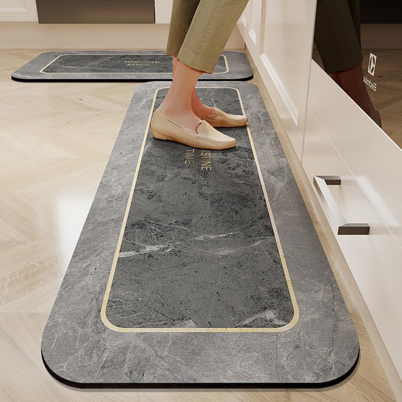 Gvnd 2 Pcs Kitchen Mats, Waterproof Memory Foam Kitchen Rugs, Standing Desk Mat Floor Mats, Comfort Runner Rug Carpets for Kitchen Floor, Sink - (120 * 40 cm, 40 * 60 cm) (Grey) (B0CHWB8T2M) Amazon Price History, Amazon Price Tracker