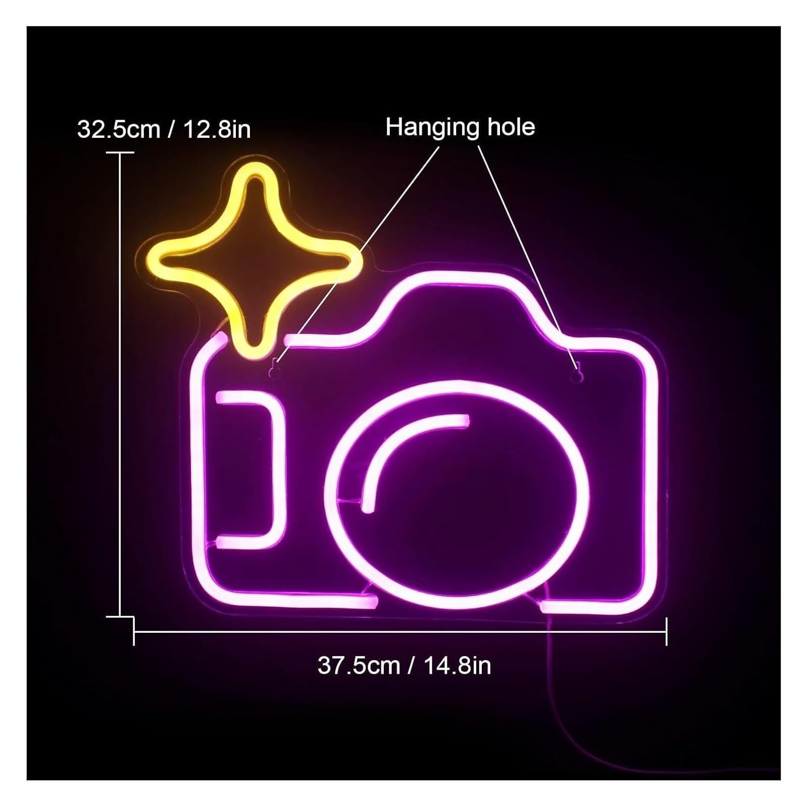 insegna luminosa al neon Lampada calmante per lampada al neon personalizzata per fotocamera, decorazione della per stanza