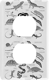 Black Grey Pet Reptiles Frog Iguana Lizard Snake Newt Turtle Toggle Switch Print Toggle Wall Plate, Switch Plate Cover for Living Room Bedroom Bathroom Office and School