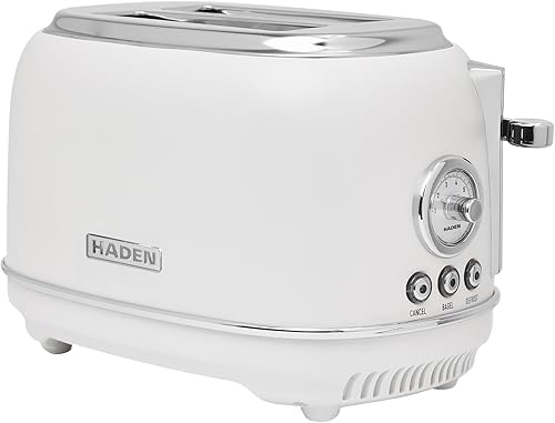 Haden Chelsea - Tostadora de ranura ancha de 2 rebanadas con control de tostado ajustable, marfil y cromado