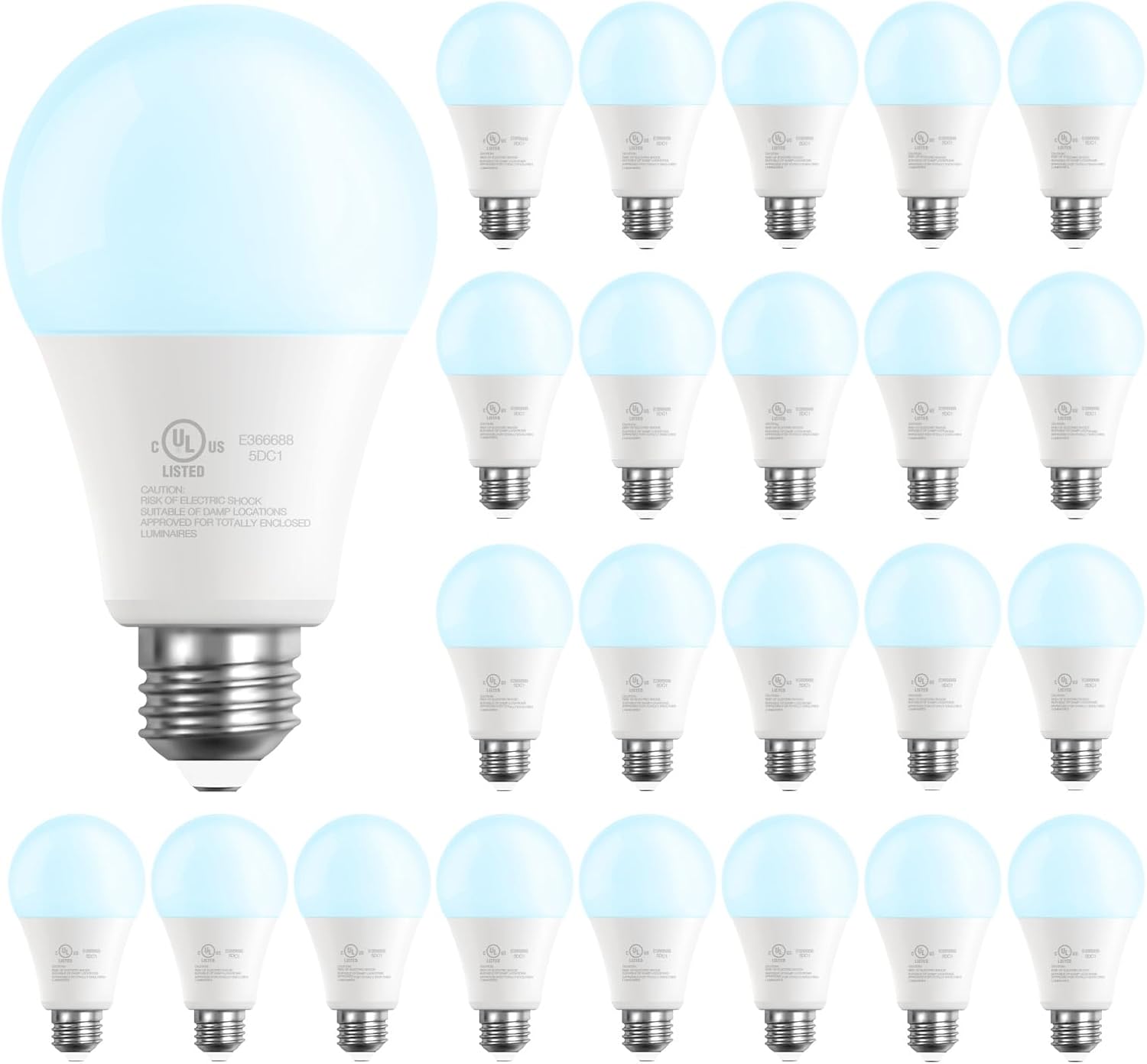 DAYBETTER A19 LED Light Bulbs, 60 Watt Equivalent LED Bulbs, Long Lifespan High Brightness 800LM Daylight White 5000K, E26 Standard Base Light Bulbs for Home Bedroom Office, Non-Dimmable, 24 Pack