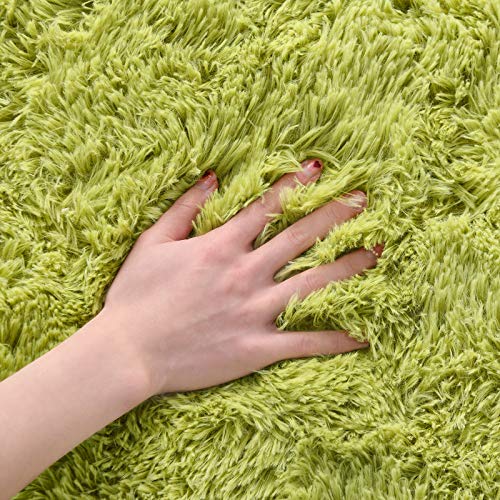 Iseau Fluffy Round Rug Carpets, Modern Shaggy Circle Rug For Kids Bedroom Extra Comfy Cute Nursery Rug Small Circular Carpet For Boys Girls Room Home Decor Area Rug, 4Ft Rugs, Green #TOP3
