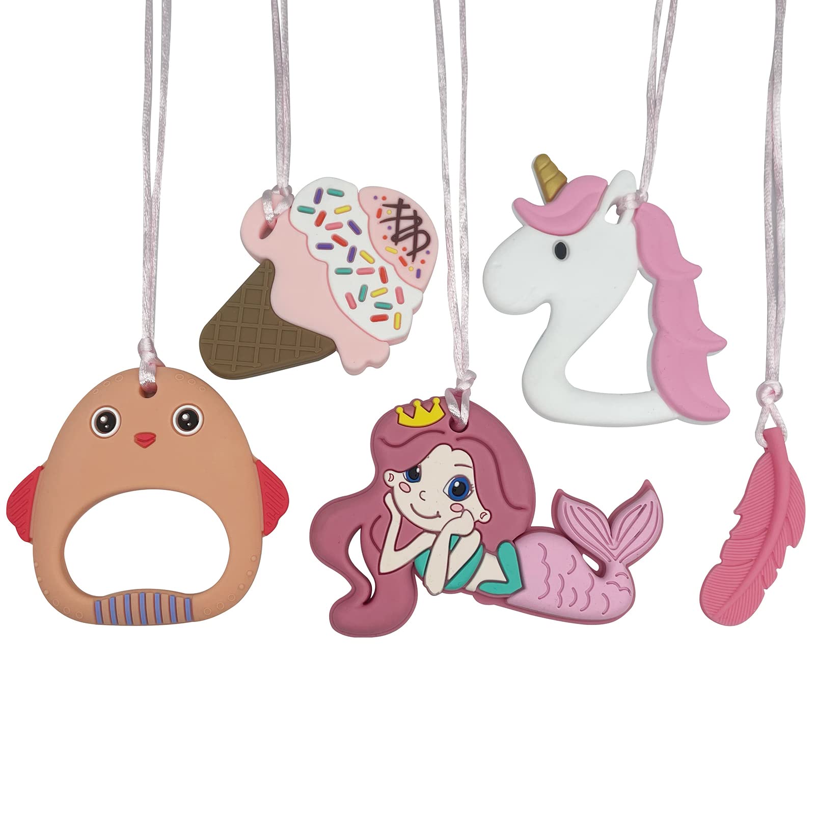 Chewy Necklaces for Sensory Kids, Chewable Necklace Autism Sensory Chew Necklaces for Girls with Anxiety ADHD, Chewy Necklaces Sensory Fidgets Necklaces for ADHD Chewing Sensory