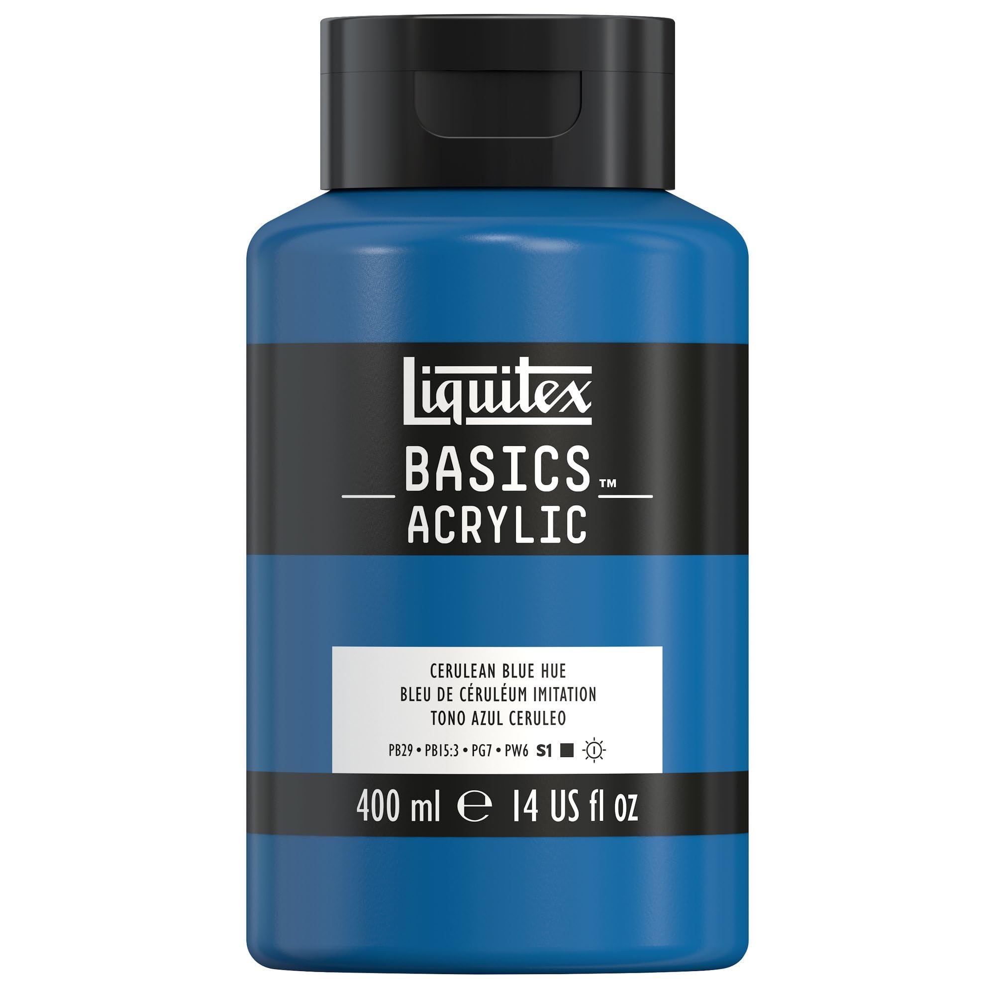 LIQUITEX Basics Acrylic Paint, Cerulean Blue Hue, 400 ml Bottle