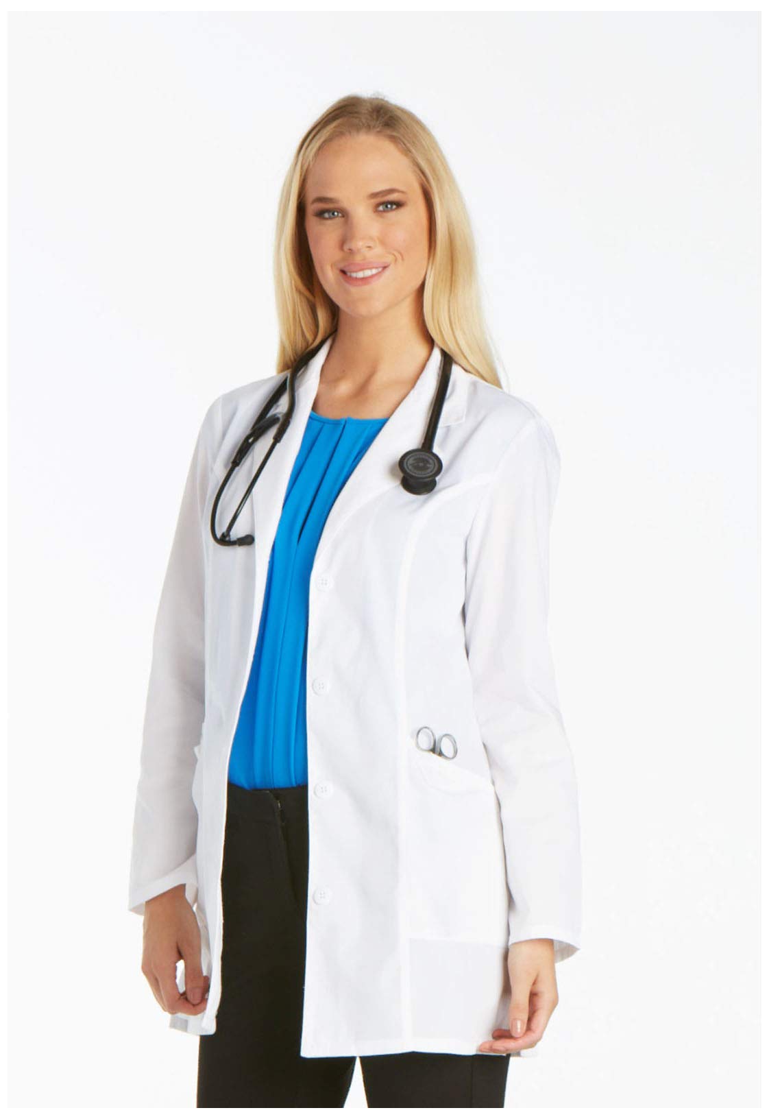 Cherokee - Abrigo de laboratorio para mujer, de sarga, clásico, 81 cm