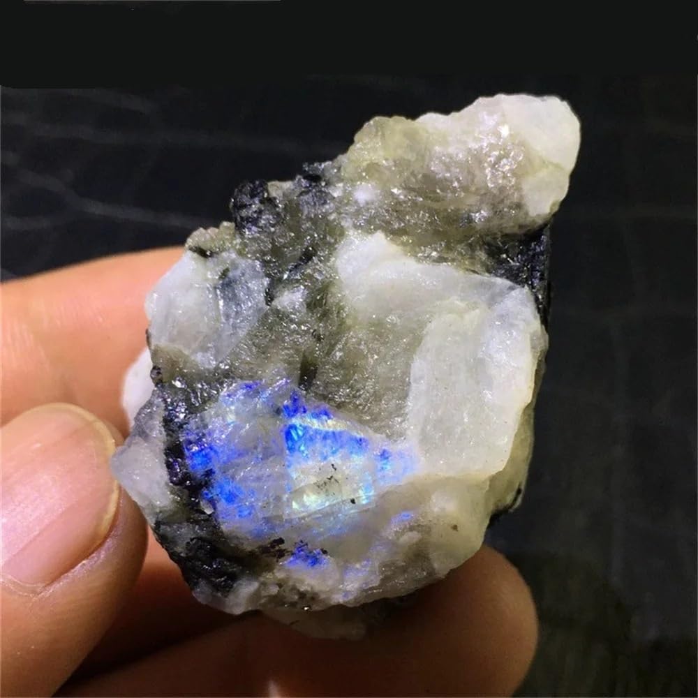 QINGQI Pietra Naturale Cristal Naturale Bianco Pietra di Luna Minerale Ghiaia Acquario Vaso di Fiori paesaggistica Decorazione al Quarzo Chakra(260-300g)