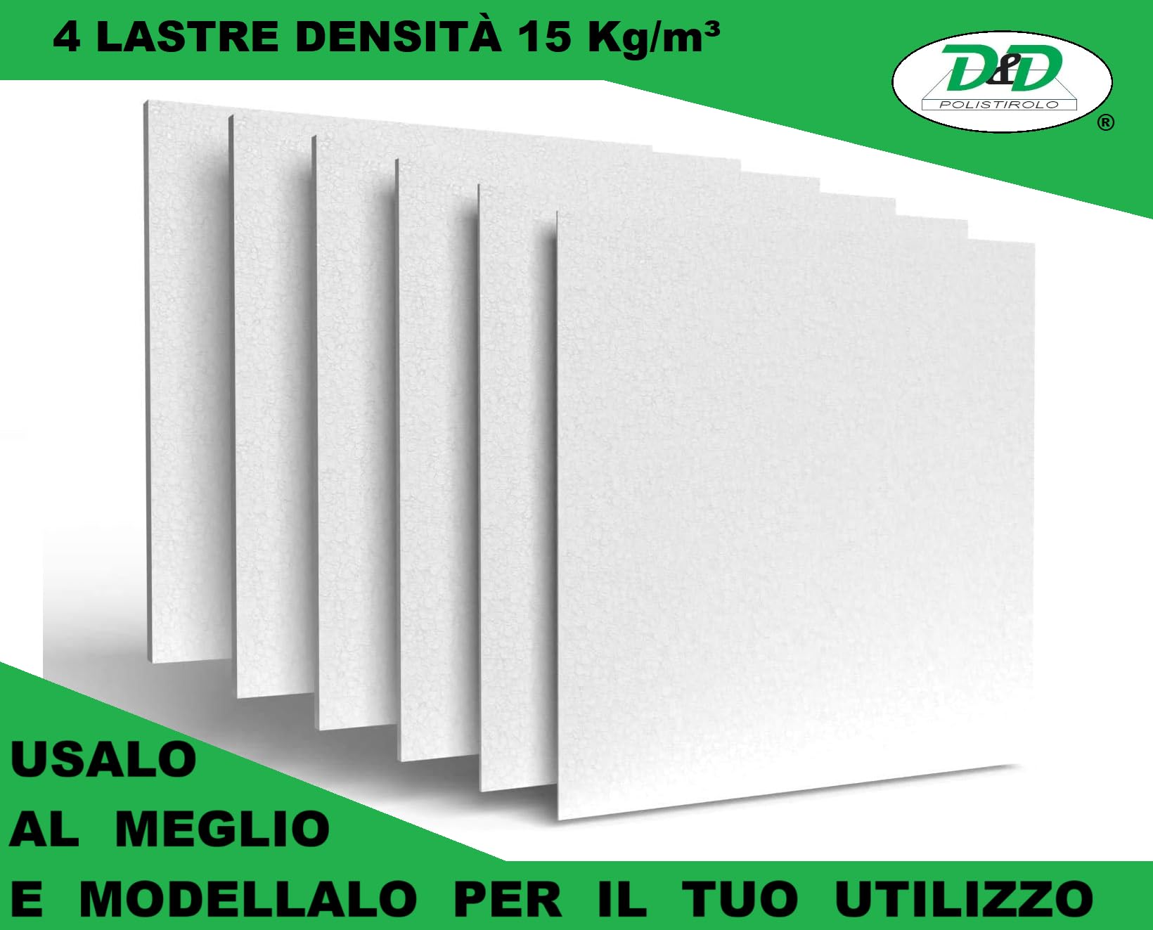 D. & D. Polistirolo® - (4 placas H 2,5 cm) placas de poliestireno multiusos 100 cm x 100 cm ,EPS 80, densidad 15 kg/m³