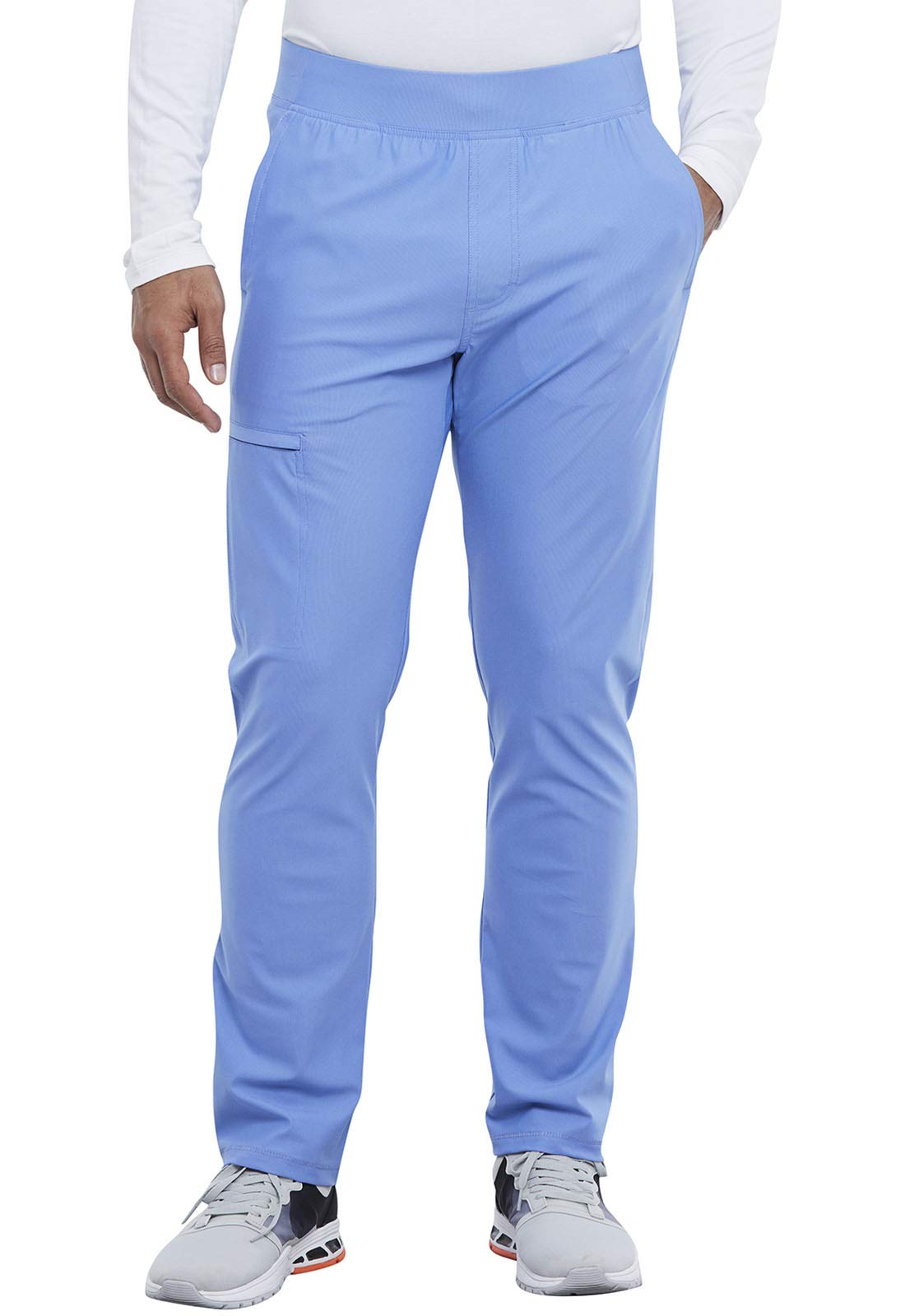 Cherokee Form Men Scrubs Pant Tapered Leg Pull-on CK185, Ciel Blue, X-Large Tall