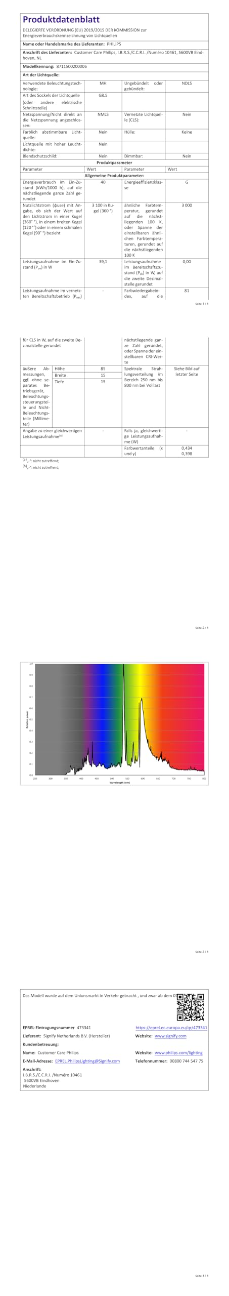 Philips Master Colour CDM-TC 35W/830 G8.5 Entladungslampe – 35 Watt, NEU In OVP