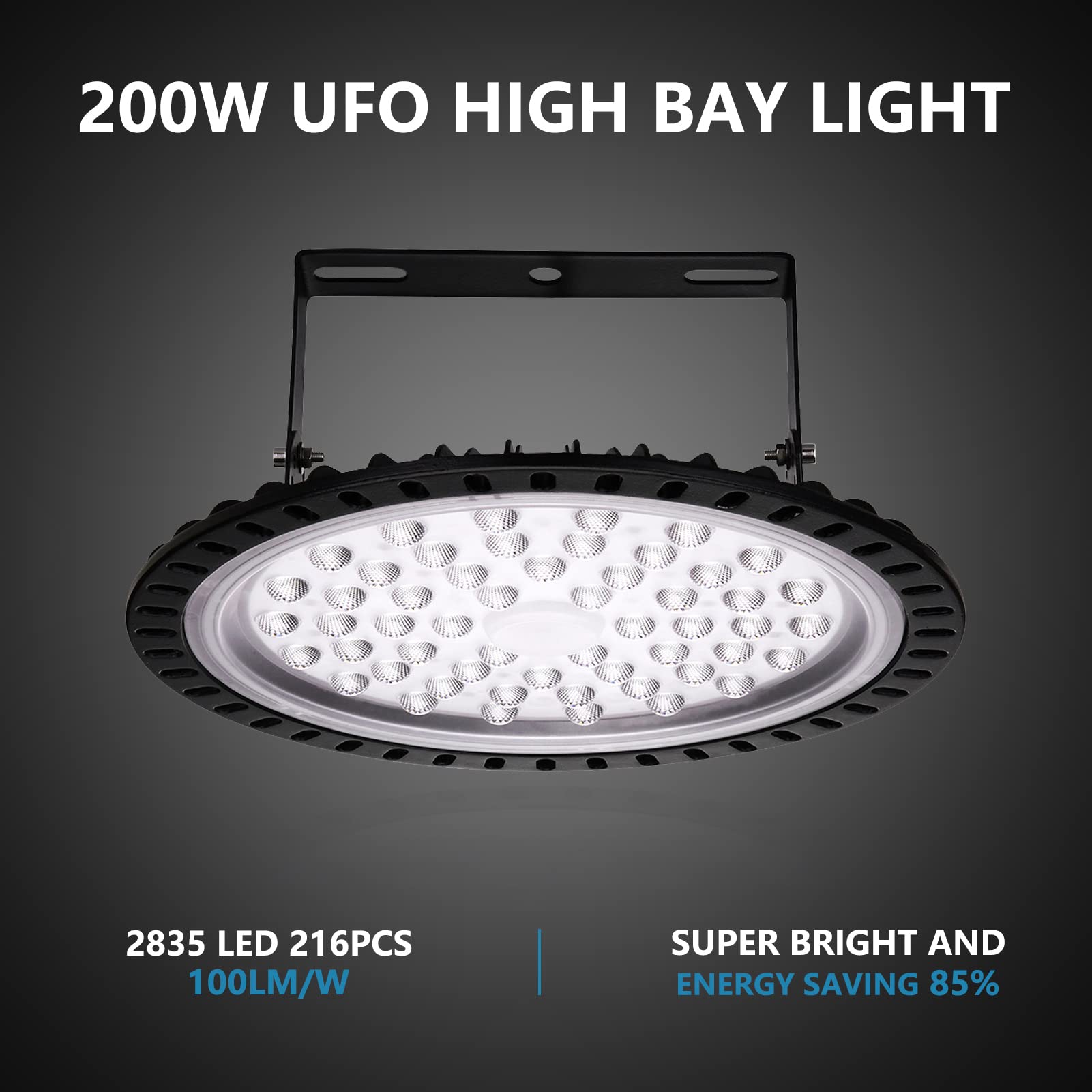Viugreum UFO LED High Bay Light 200W 20000LM 5500K UFO Lights Warehouse Lighting IP65 Waterproof LED Lights Commercial — view 4