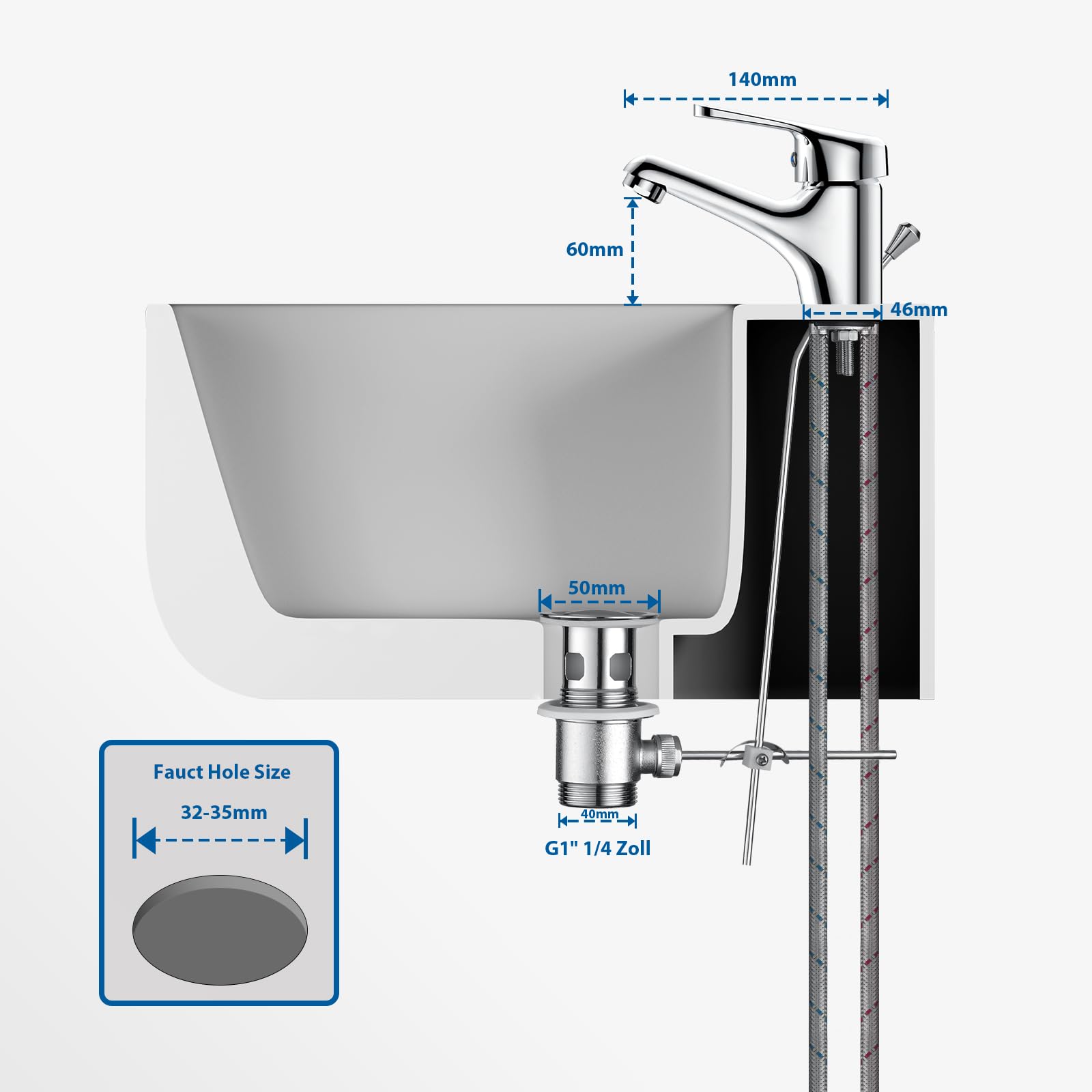 Rubinetto Bagno Lavabo, Auralum Miscelatore, Scarico a Saltarello con Asta Piletta, Rubinetto Monocomando per Piletta Lavandino, Classico Ottone Cromato Rubinetti