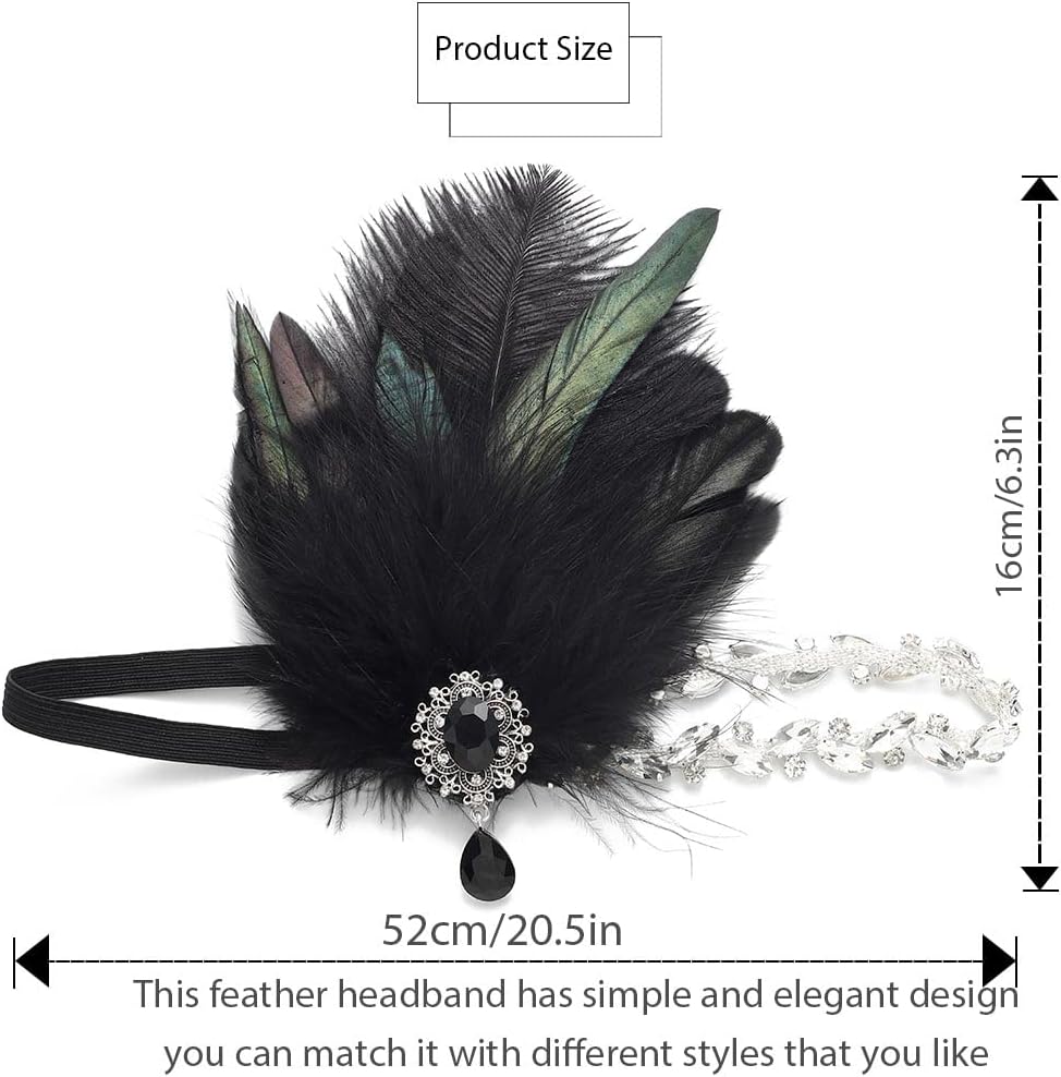 1920s Flapper Headpiece Black Flapper Accessories Gatsby Headpiece For Women