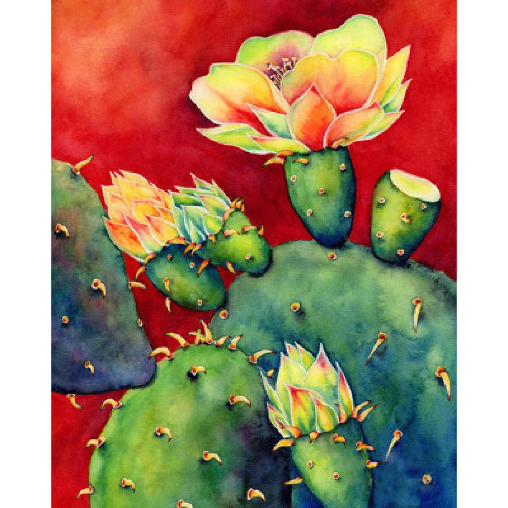 Kit peinture diamant 5D cactus rétro avec strass carrés complet mosaïque 40x50 cm