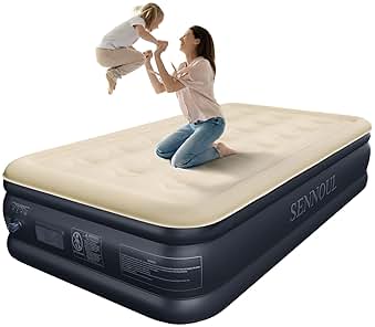 Twin Air Mattress with Built in Pump Raised,Upgraded Single Blow Up Bed,2 Mins Quick Self Inflatable/Deflation,18