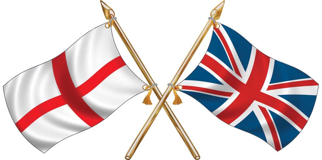 England St George/Union Jack Crossed Flags (small 69mm x 138mm) Sticker