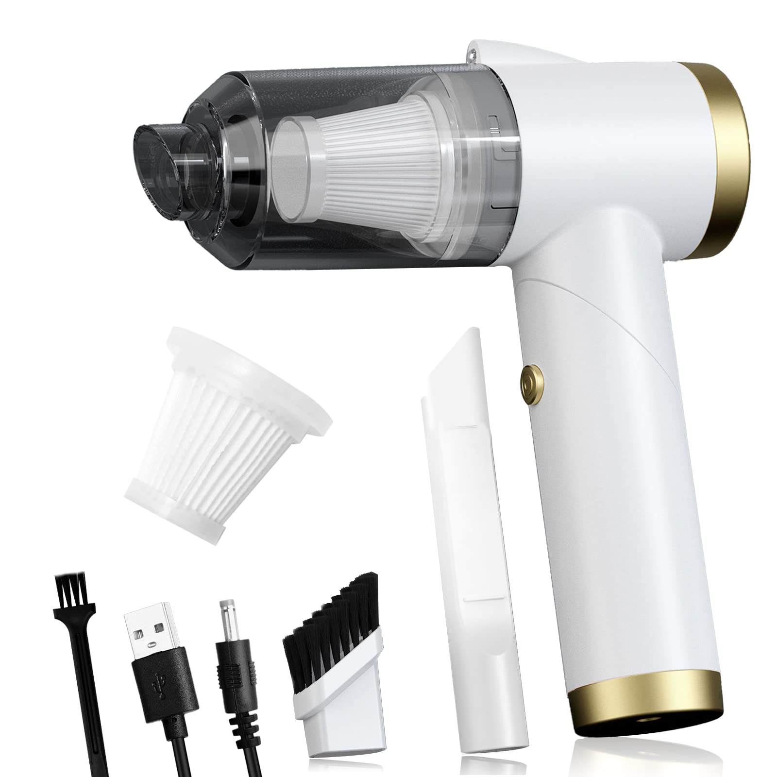 Handheld Vacuums,Car Vacuum Cleaner with Powerful Suction,120W Rechargeable Car Vacuum Cleaner,9000PA Super Suction Foldable Vacuum Cleaner Lightweight Wet Dry Vacuum for Home,Car and Pet(White)