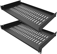 Jingchengmei 2-Pack 1U Vented Cantilever Rack Shelf 10" Deep for 19" Server Cabinets - Disassembled, 44lbs Capacity, Easy Mount
