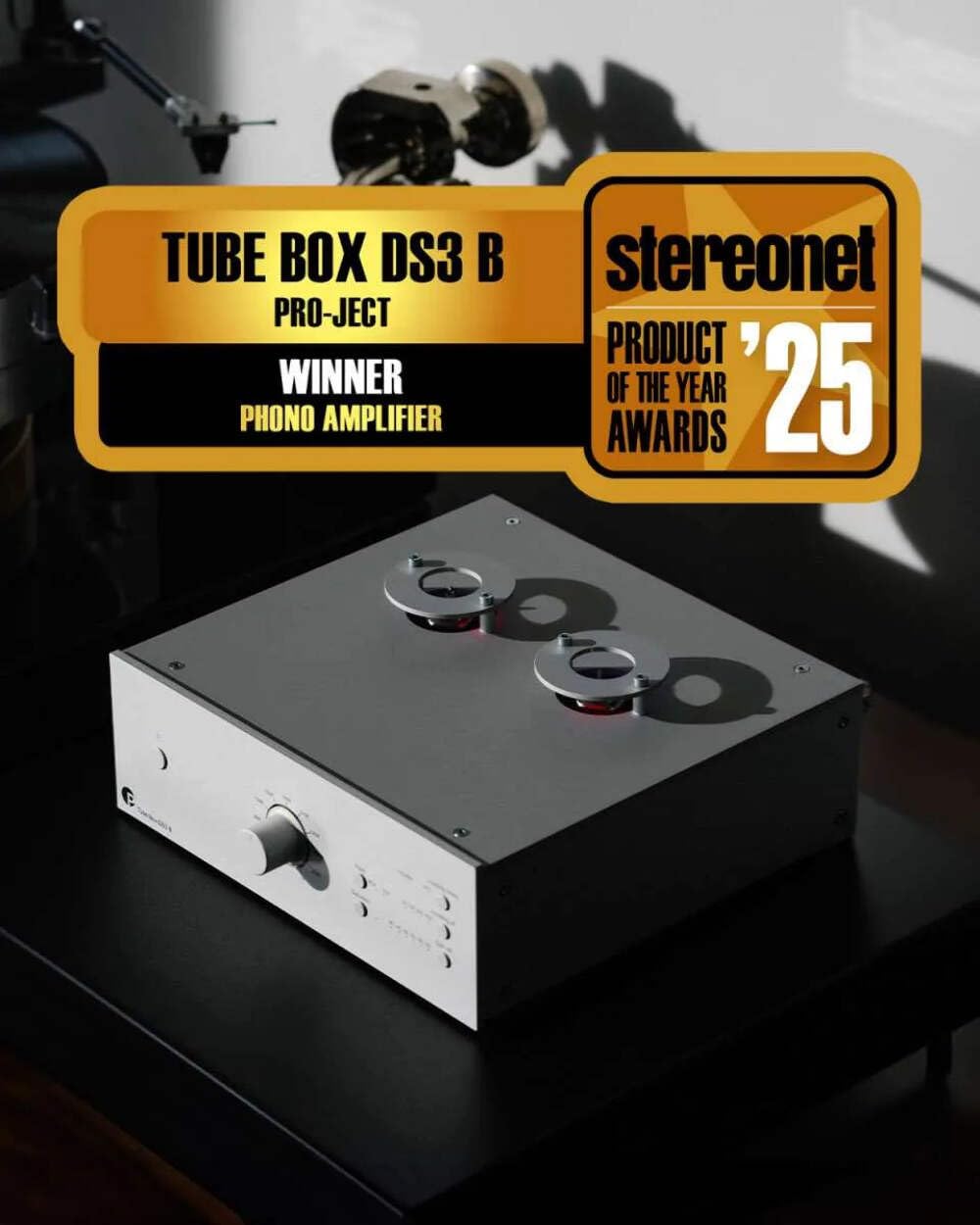 Pro-Ject Tube Box DS3 B Dual-Mono True Balanced Röhren-Phono-Vorverstärker (Silber)