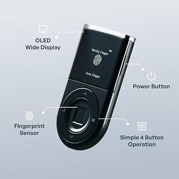 D'CENT Hardware Wallet Biometric Cold Wallet for Crypto with Fingerprint Authentication | Secure Bluetooth Storage for Bitcoin, Ethereum, XRP, XDC, Solana, Stablecoins & More