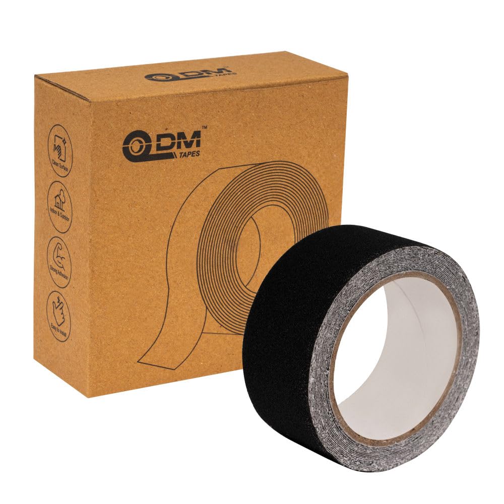 DM TAPES Anti Skid/AntiSlip Tape - (2 INCH × 5 MTR) | Black Fall Resistant with PET Material | Adhesive Tape for Slippery Floors, Staircase, Ramps, Indoor, Outdoor Use | (Black) (B0D83DS5TM) Amazon Price History, Amazon Price Tracker