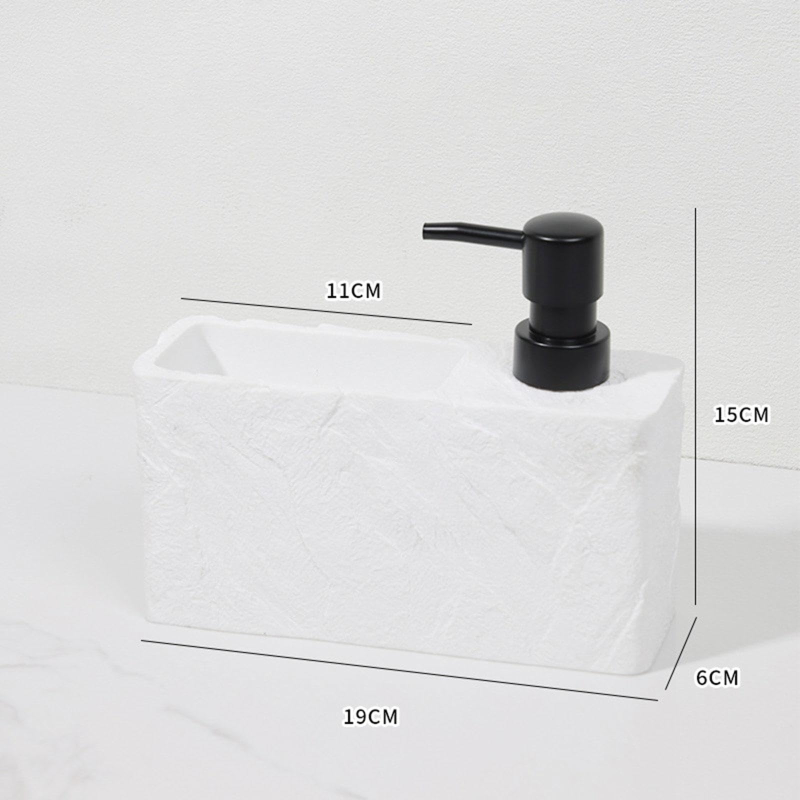 Dispenser Sapone Liquido Porta Spugna in Resina con Pompa Ergonomica Accessorio Salvaspazio per Detersivo Adatto a Cucina Bagno Hotel, Bianco