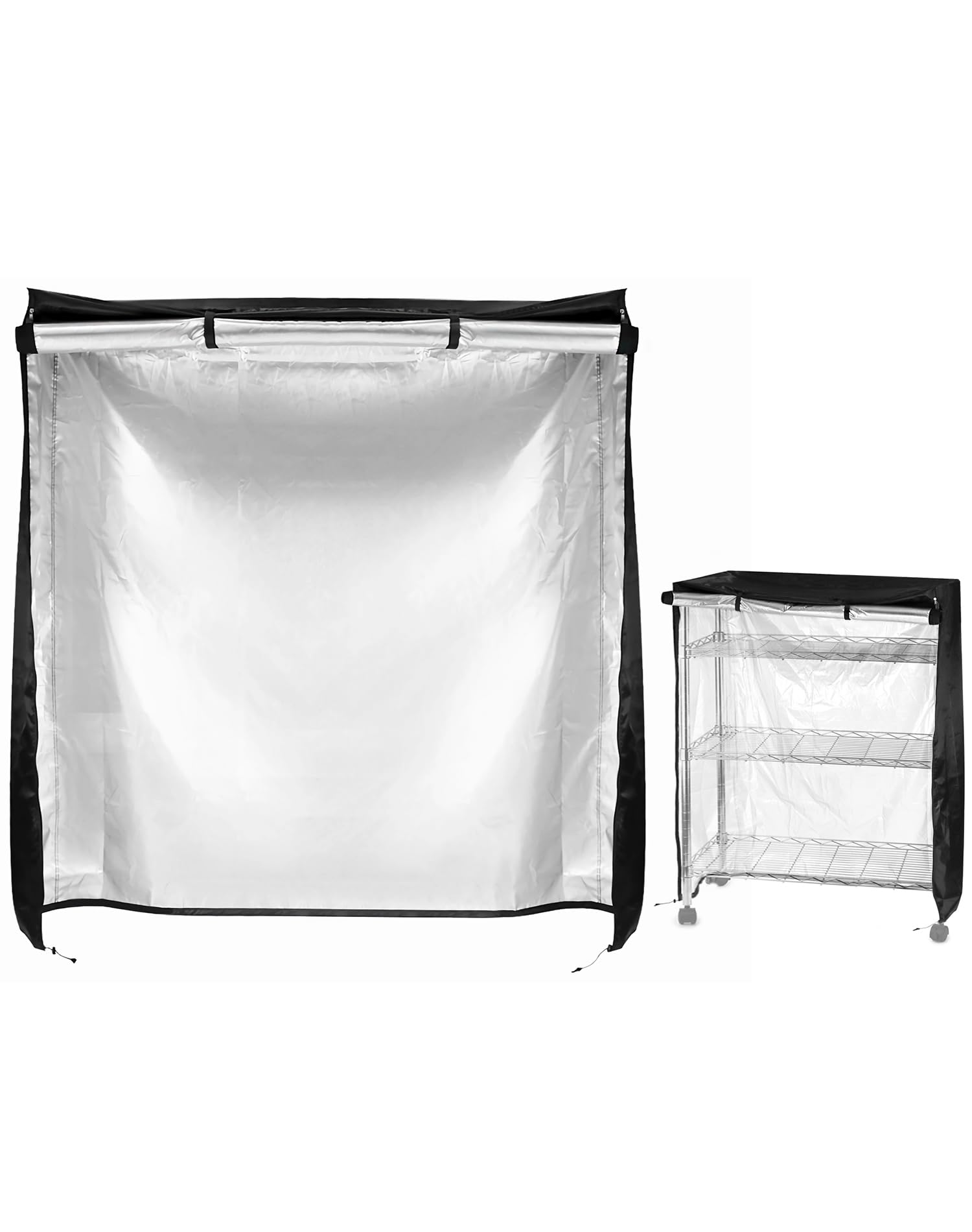 Housse d'étagère de rangement 152,4 x 61 x 182,9 cm, imperméable, résistant à la poussière, en tissu Oxford 210D Polyester Noir pour maison, bureau, garage, fermeture éclair
