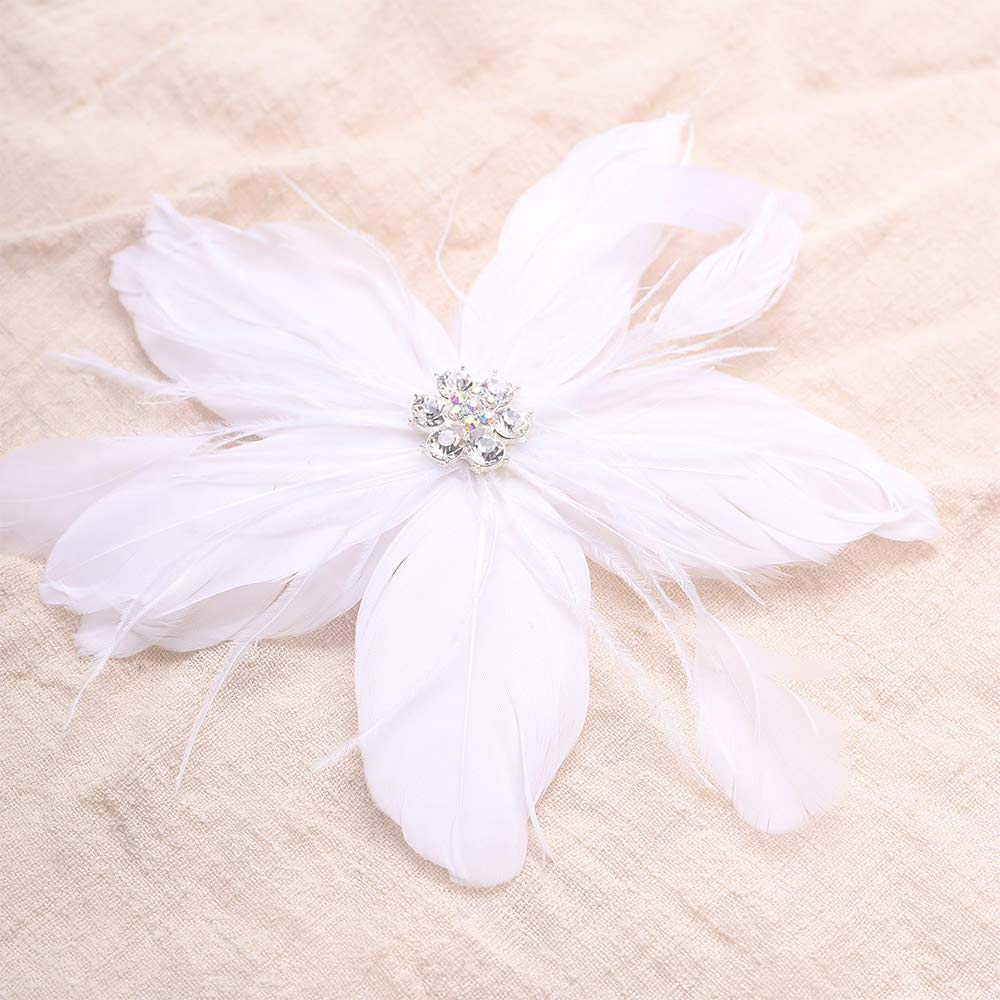 Amazon.com: Anglacesmade Bridal White Feather Hair Clip  display picture 2