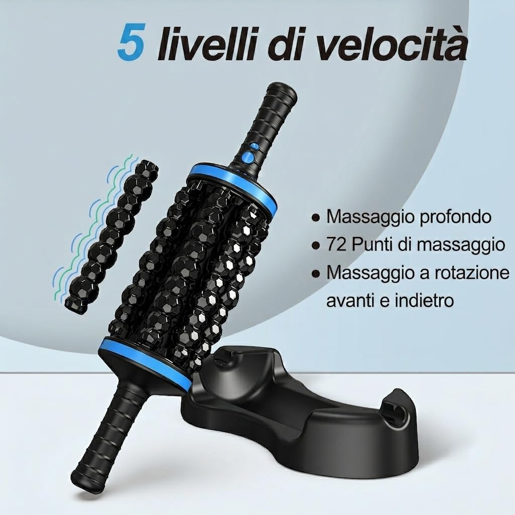 Massaggiatore Elettrico a Rullo Manuale, Massaggiatore Elettrico Anticellulite Percussivo con Manico-Anticellulite Percussivo,5 Livelli di Intensità, per Schiena, Collo e Gambe (Blu)