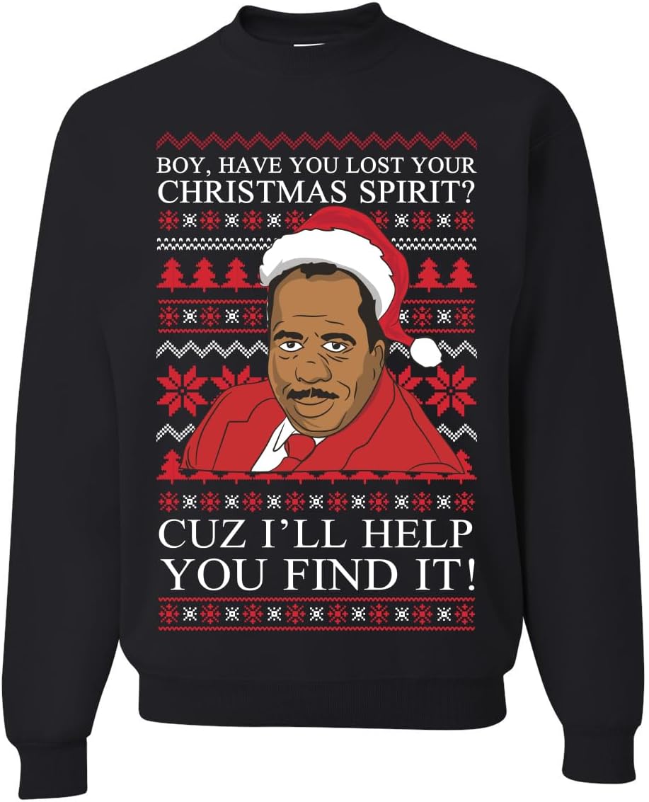 Wild Bobby Christmas Spirit I'll Help You Find It Stanley Hudson Ugly Christmas Sweater Unisex Crewneck Sweatshirt