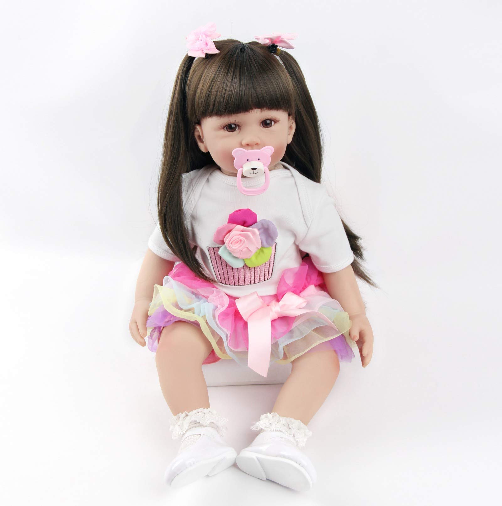 ZIYIUI Bambola Reborn Femmina 24 Pollici 60 cm Realistico Vinile Silicone Morbido Simulazione Bambino Bambole Reborn Toddler Babies Regalo di Natale Compleanno Giocattoli （24 Pollici）